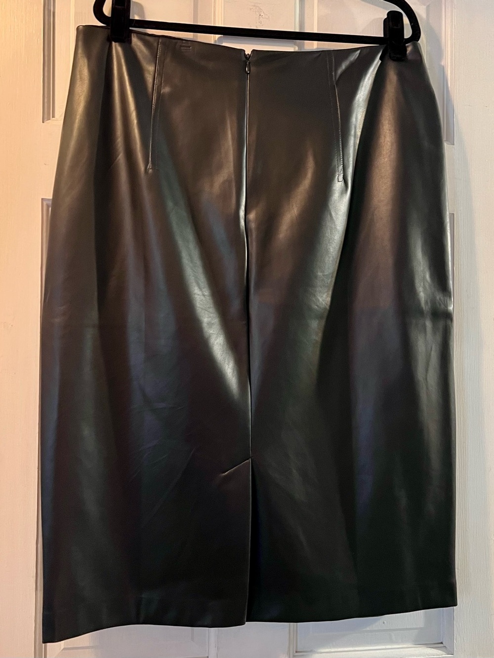 Calvin Klein Black Faux Leather Pencil Skirt - Picture 3 of 4